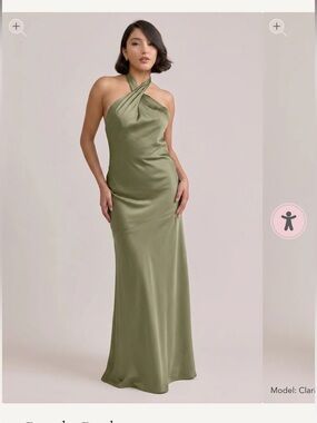 Revelry Moss Satin Halter Gown